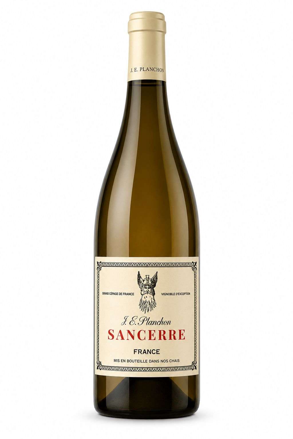 J-É Planchon Sancerre bottle with gold capsule and a classic cream label